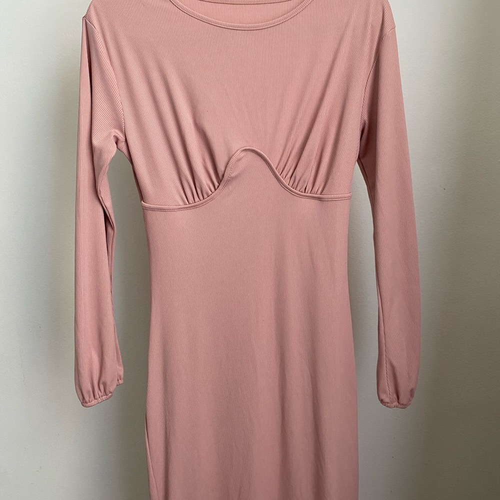 SHEIN Pink Fitted Ruched long Dress